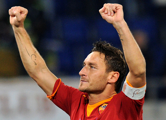 AS Roma's Forward Francesco Totti Celebrates