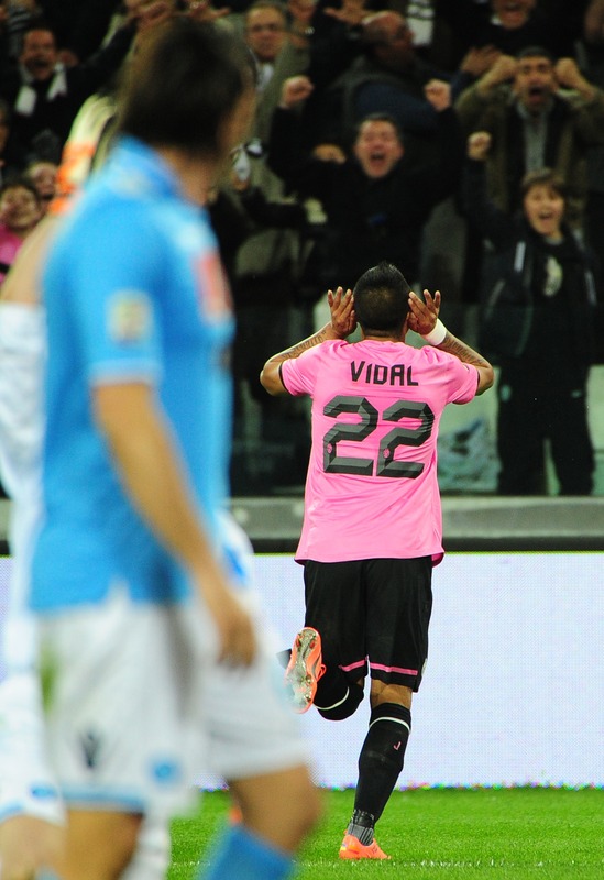 Juventus' Midfielder Of Chile Arturo Vidal (C) Celebrates