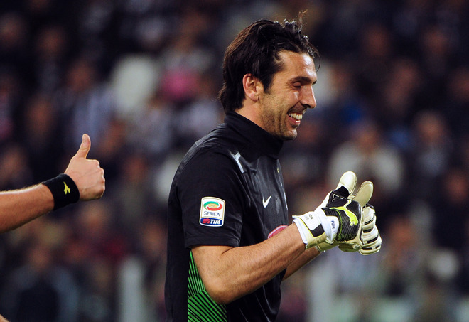 Juventus' Goalkeeper Gianluigi Buffon Gestures