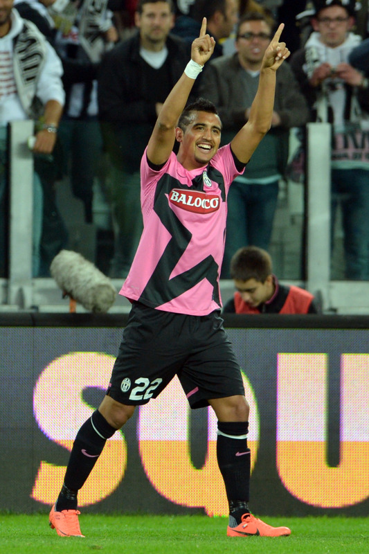 Juventus' Midfielder Of Chile Arturo Vidal (L) Celebrates