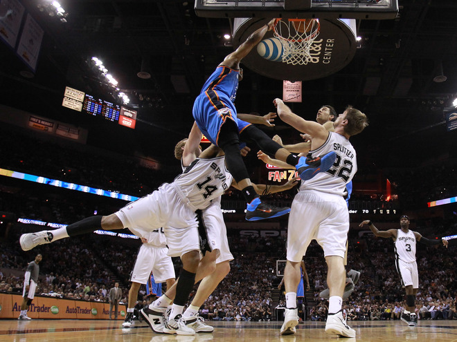   Russell Westbrook #0 Of The Oklahoma City Thunder Goes