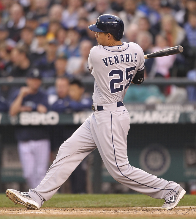   Will Venable #25 Of The San Diego Padres Hits