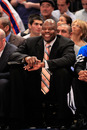 NEW YORK, NY - MARCH 28: Patrick Ewing the former Knicks player and now coach for the Orlando Magic sits on the bench against the New York Knicks  at Madison Square Garden on March 28, 2012 in New York City. NOTE TO USER: User expressly acknowledges and agrees that, by downloading and/or using this Photograph, user is consenting to the terms and conditions of the Getty Images License Agreement.  (Photo by Chris Trotman/Getty Images)