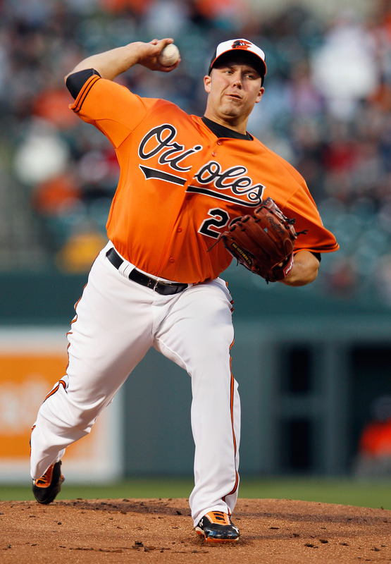   Starting Pitcher Tommy Hunter #29 Of The Baltimore Orioles Delivers