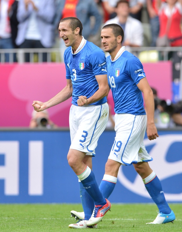 Italian Defender Giorgio Chiellini (L) Reacts