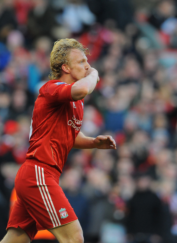 Liverpool's Dutch Striker Dirk Kuyt Celebrates Scoring Their Winning Goal   RESTRICTED TO EDITORIAL USE. No Use With