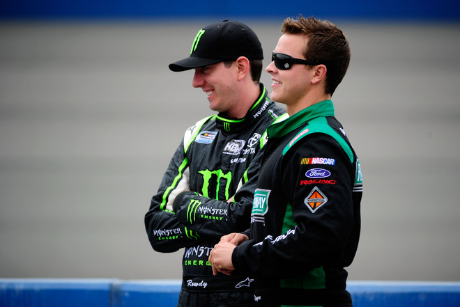 Kyle Busch Driver Of The 54 Monster Energy Toyota And Trevor Bayne