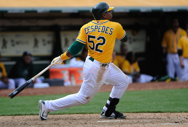   Yoenis Cespedes #52 Of The Oakland Athletics Hits