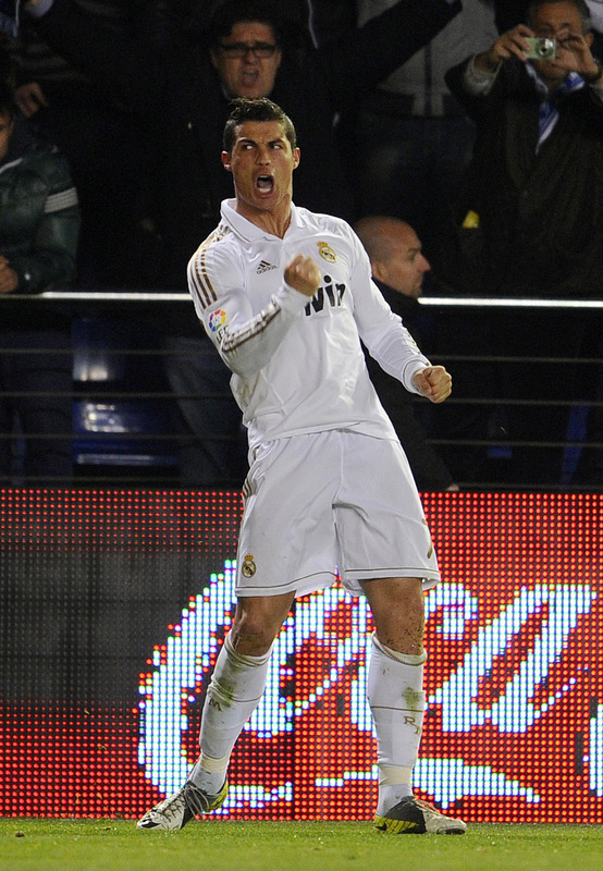 Real Madrid's Portuguese Forward Cristiano Ronaldo Celebrates