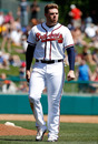 LAKE BUENA VISTA, FL - MARCH 18: Infielder Freddie Freeman #5 of the Atlanta Braves walks back to the dugout against the Baltimore Orioles during a Grapefruit League Spring Training Game at Champion Stadium at the ESPN Wide World of Sports Complex on March 18, 2012 in Lake Buena Vista, Florida. (Photo by J. Meric/Getty Images)