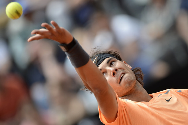 Spanish Rafael Nadal Serves