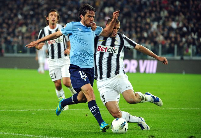 Lazio's Goalkeeper Alessandro Berardi  (L) Fights