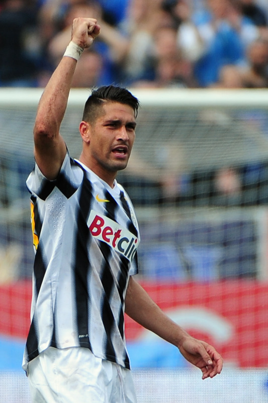 Juventus' Forward Of Montenegro Juventus' Forward Marco Borriello (L) Celebrates