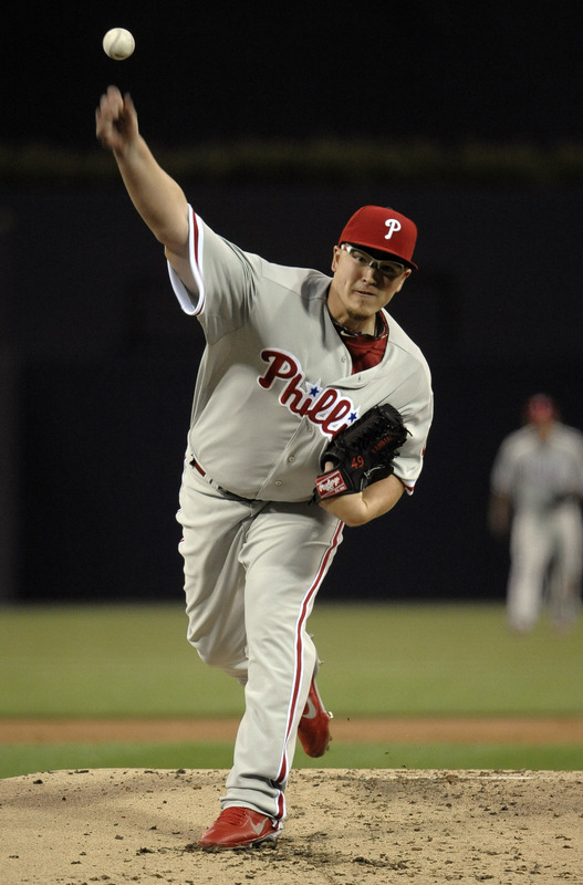   Vance Worley #49 Of The Philadelphia Phillies Pitches