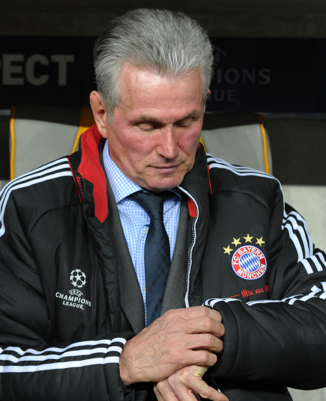 Bayern Munich's Head Coach Jupp Heynckes Checks