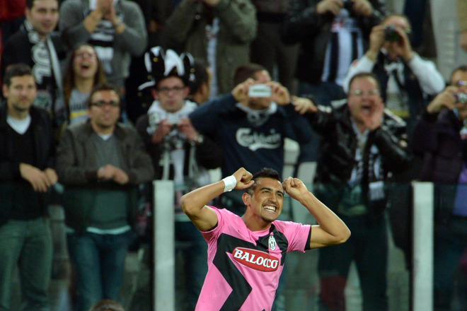 Juventus' Midfielder Of Chile Arturo Vidal (L) Celebrates