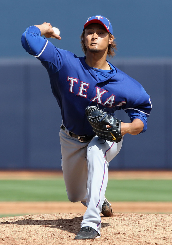   Starting Pitcher Yu Darvish #11 Of The Texas Rangers Pitches