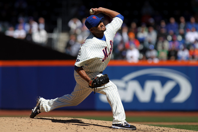   Johan Santana #57 Of The New York Mets Throws