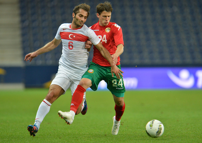 Turkey 's Hamit Altintop (L) Vies