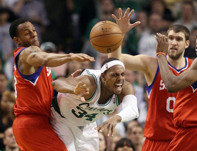   Paul Pierce #34 Of The Boston Celtics Passes
