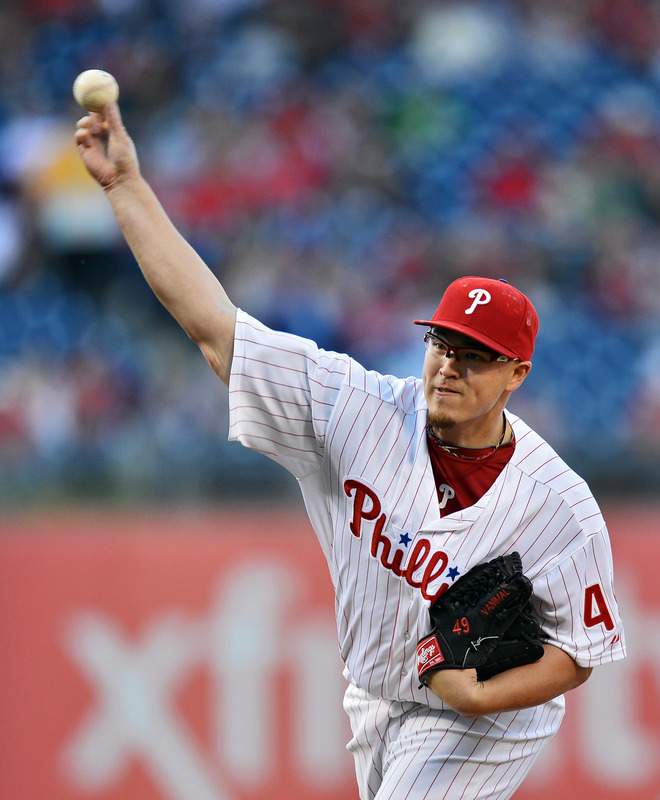  Starting Pitcher Vance Worley #49 Of The Philadelphia Phillies Delivers