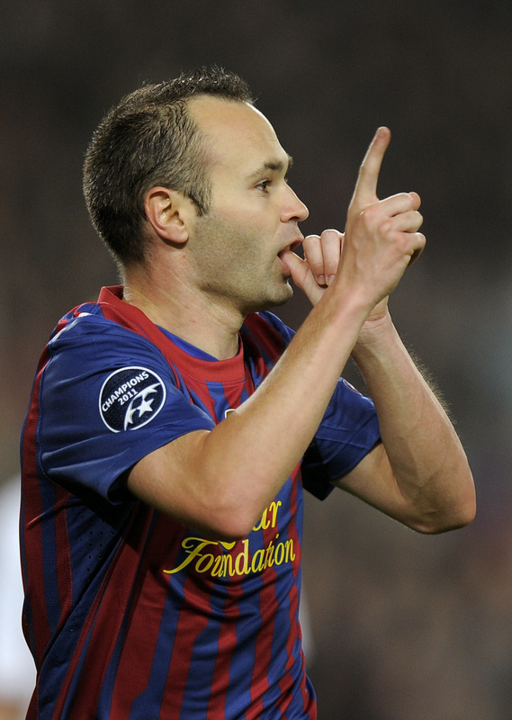 Barcelona's Midfielder Andres Iniesta Celebrates