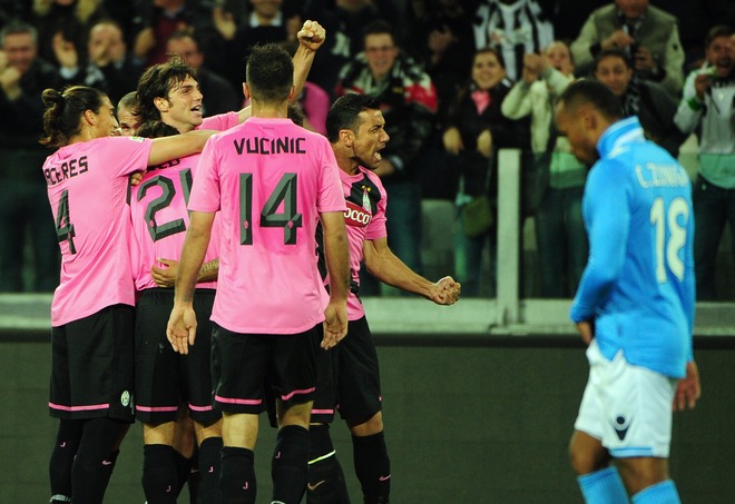 Juventus' Forward Fabio Quaglierella (2nd L) Celebrates