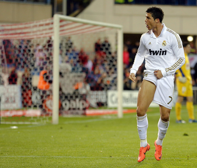 Real Madrid's Portuguese Forward Cristiano Ronaldo Celebrates