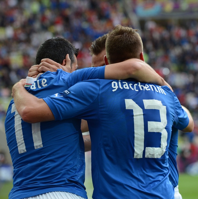 Italian Forward Antonio Di Natale (L) Celebrates