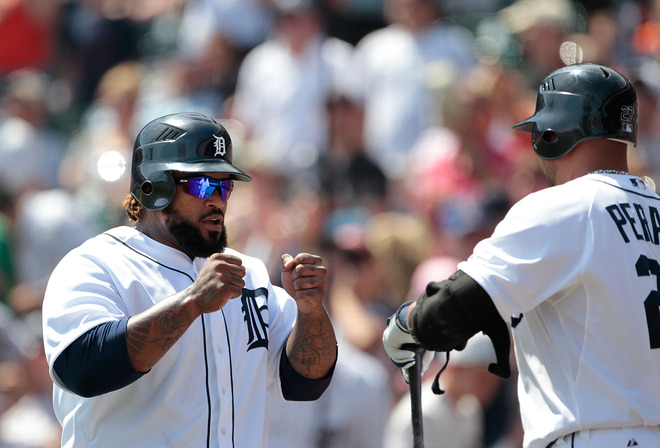  Prince Fielder #28 Of The Detroit Tigers Celebrates