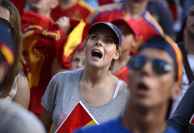 Supporters Of The Spanish National Football Team React As