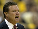 COLUMBIA , MO - FEBRUARY 04:  Kansas head coach Bill Self yells at his team as he directs them during a game against the Missouri Tigers in the first half at Mizzou Arena on February 4, 2012 in Columbia, Missouri. Missouri won 74-71. (Photo by Ed Zurga/Getty Images)