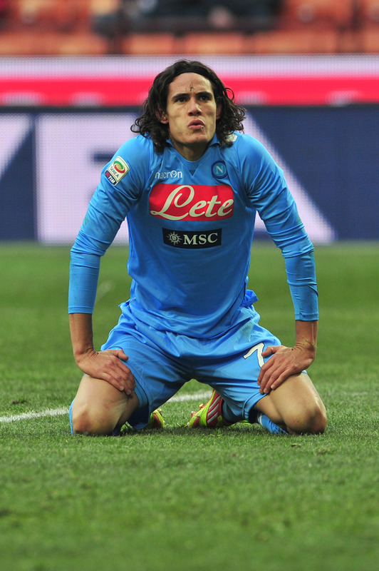 Napoli's Uruguayan Forward Edinson Roberto Cavani Reacts