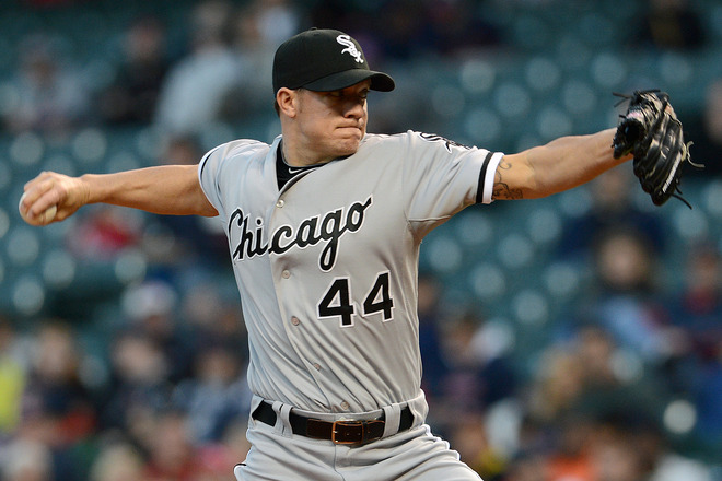  Starting Pitcher Jake Peavy #44 Of The Chicago White Sox Pitches