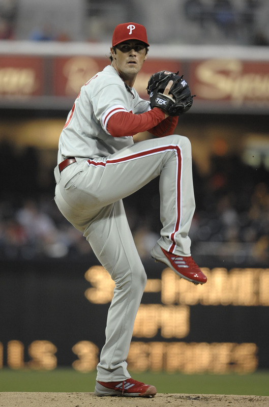   Cole Hamels #35 Of The  Philadelphia Phillies Pitches