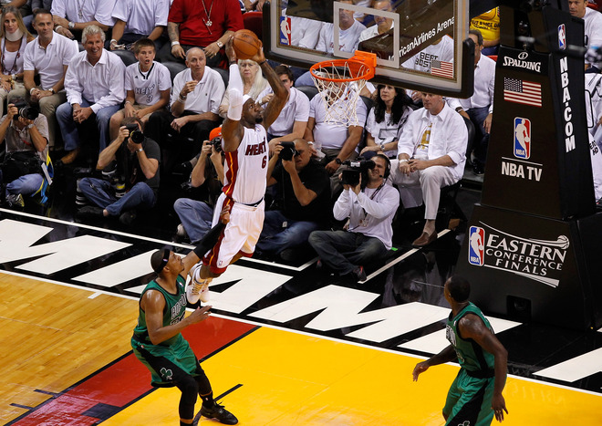   LeBron James #6 Of The Miami Heat Dunks