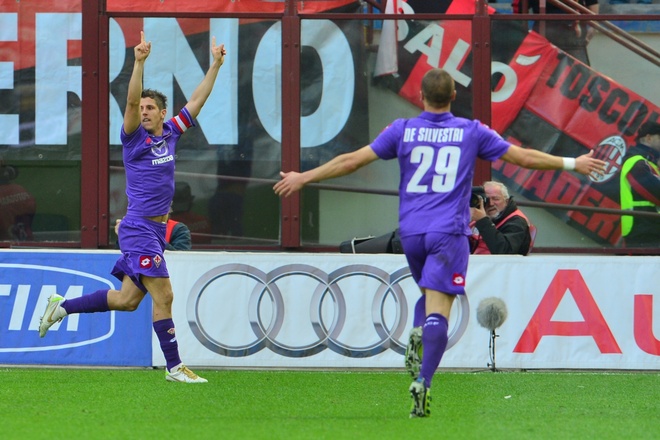 Fiorentina's Forward Stevan Jovetic Of Montenegro Celebrates