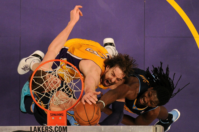   Pau Gasol #16 Of The Los Angeles Lakers Goes