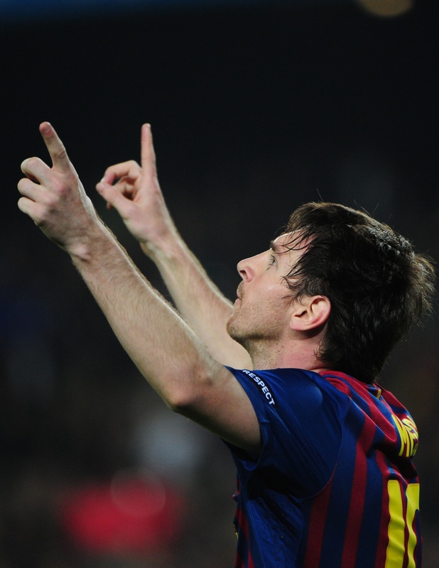 Barcelona's Argentinian Forward Lionel Messi  Celebrates