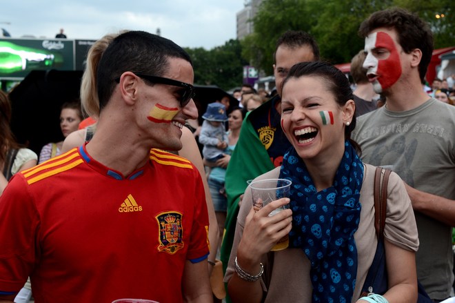 Spain's And Italy's Fans