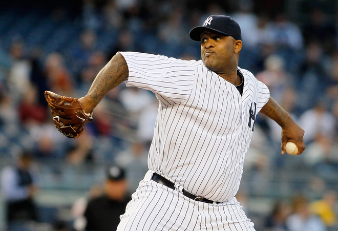  CC Sabathia #52 Of The New York Yankees Delivers