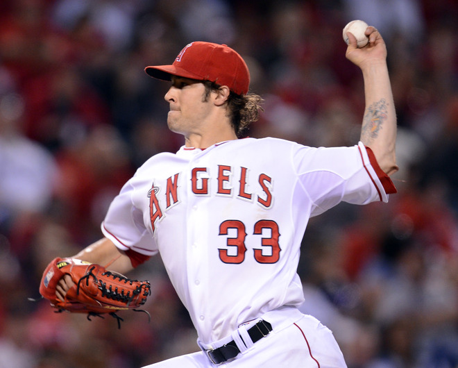   C.J. Wilson #33 Of The Los Angeles Angels Pitches