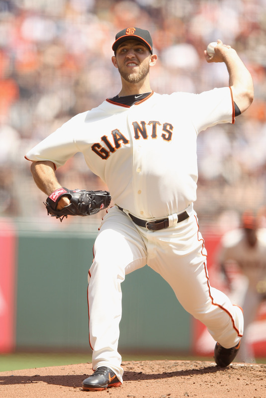   Madison Bumgarner #40 Of The San Francisco Giants Pitches