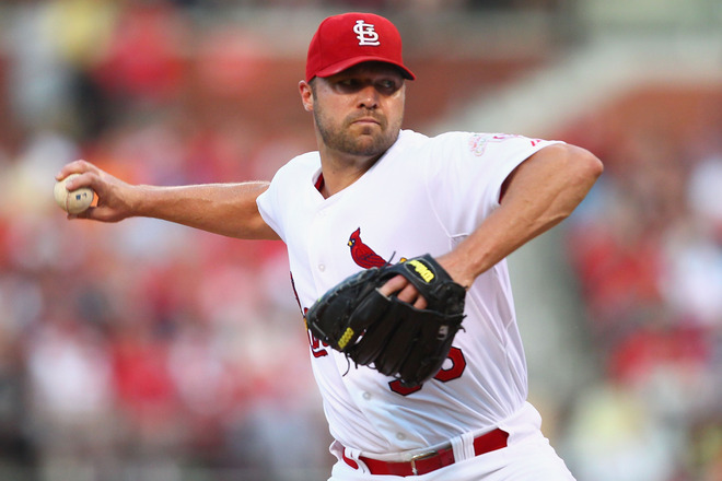  Starter Jake Westbrook #35 Of The St. Louis Cardinals Pitches
