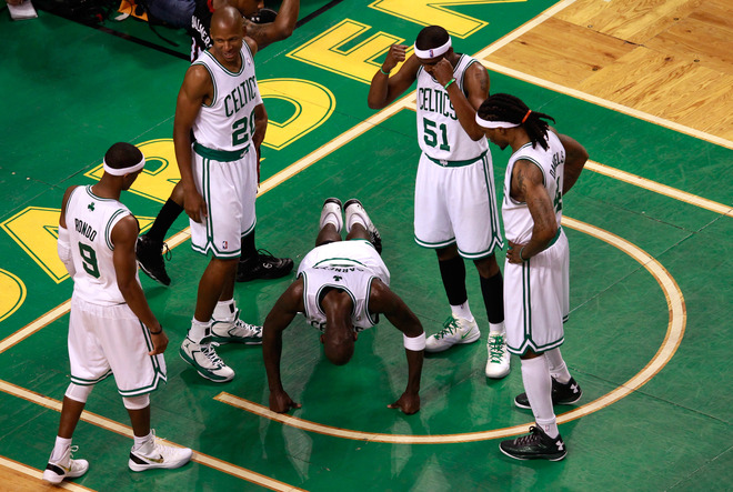   Kevin Garnett #5 Of The Boston Celtics Does