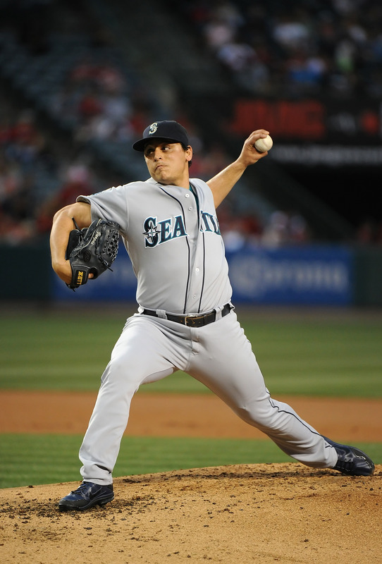   Jason Vargas #38 Of The Seattle Mariners Pitches