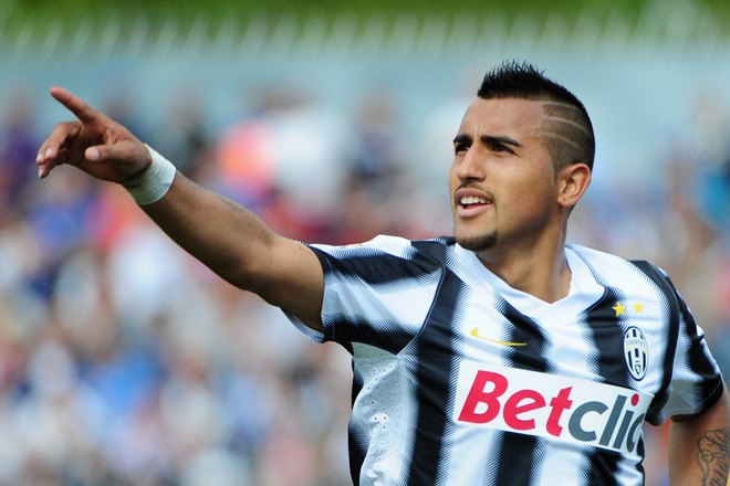 Juventus' Midfielder Of Chile  Arturo Vidal  Celebrates