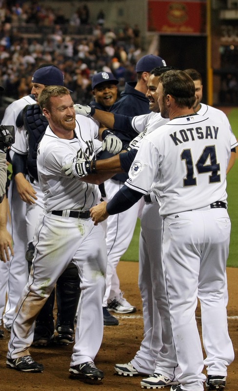  Logan Forsythe #11 Of The San Diego Padres Hits A Walk Off Home Run In The Bottom Of The 9th Inning For The 6-5 Win