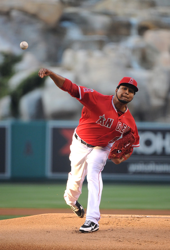   Ervin Santana #54 Of The Los Angeles Angels Of Anaheim Pitches