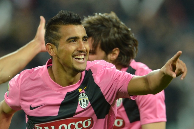 Juventus' Midfielder Of Chile  Arturo Vidal Celebrates